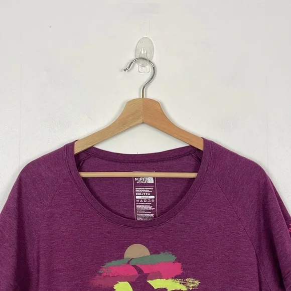 The North Face Womens XXL Short Sleeve Pullover Casual Purple Scoop Neck T Shirt - Picture 3 of 9